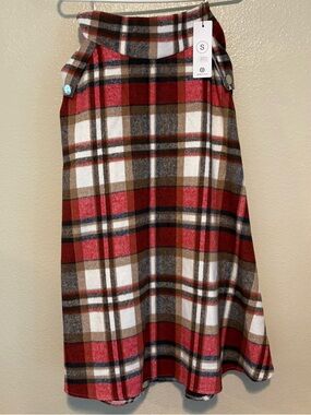NWT IO Plaid Wool Blend High Waist Maxi Skirt Fall Holiday Cabincore Size Small